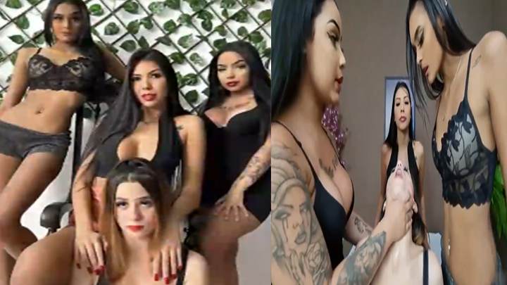 四女湿吻口水交换 玩弄宠物